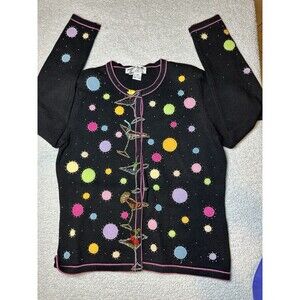Vintage Jack B. Quick Cocktail Embellished Cardigan Sweater Women's Size S EUC